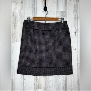 Ann Taylor Women's Wool Blend Abstract Polka Dot Tweed Skirt Black Red Size 8